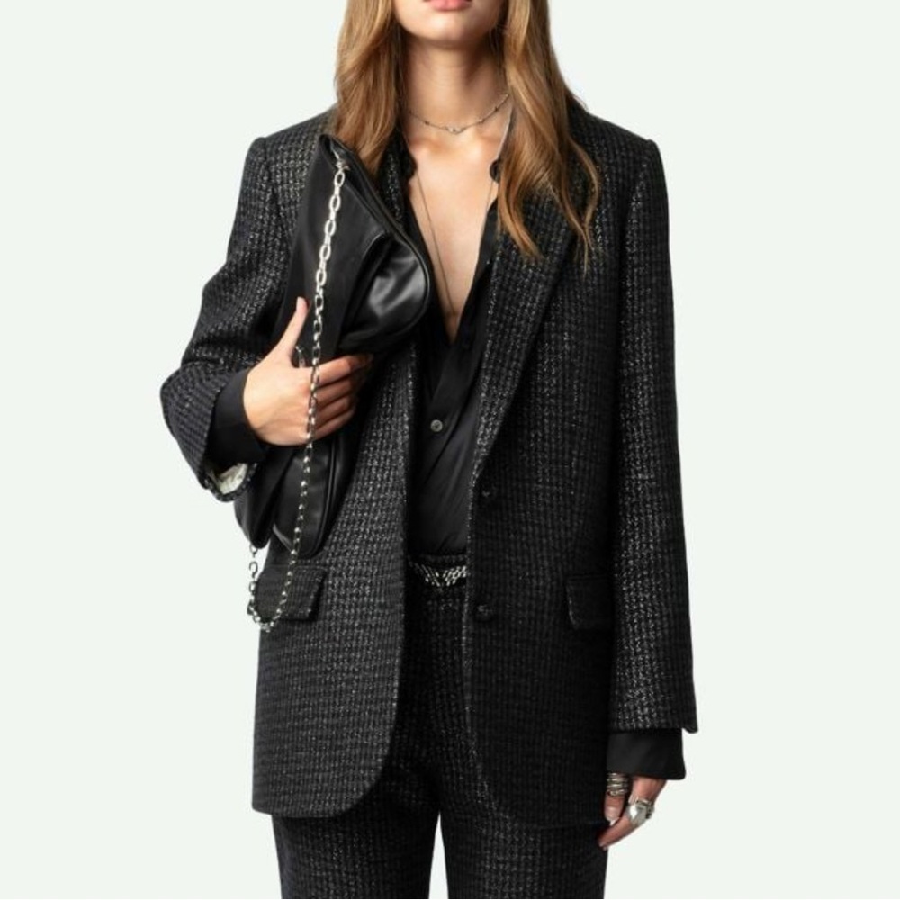 Zadig & Voltaire Viva Metallic Check Blazer, women’s size 36